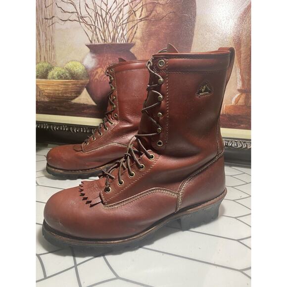Golden Retriever Mens Brown Leather Work Boots 13 W - Picture 10 of 14